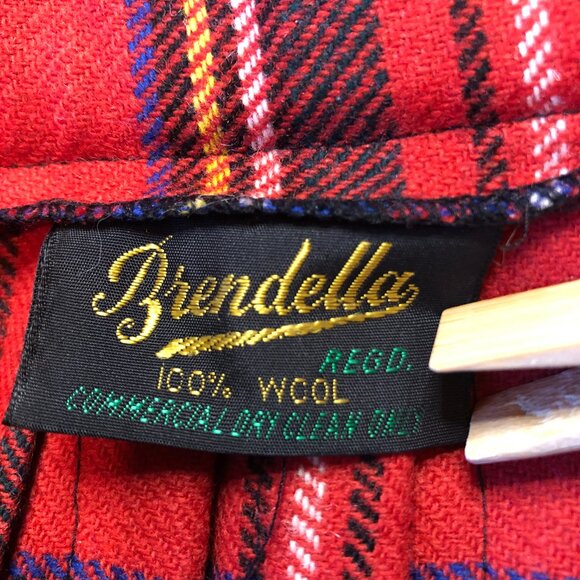 Vintage 100% Wool Skirt Kilt Tartan Plaid Pleated Irish Red Winter Fall Swiftie - Picture 7 of 11